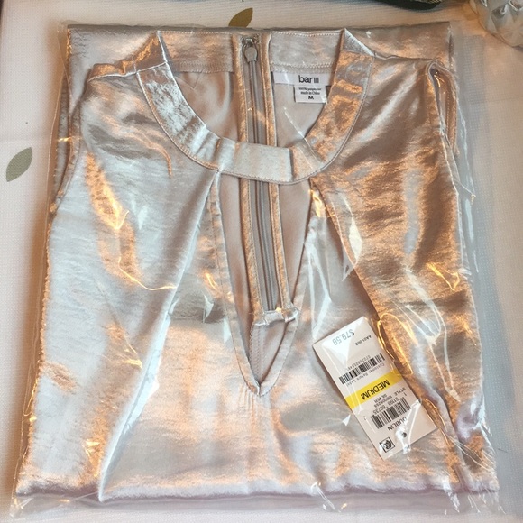 NWT Bar III silver keyhole metallic dress medium - Picture 6 of 8